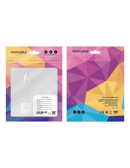 Nanocable Adaptador USB-C a Jack+USB-C H PD 60W
