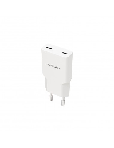Nanocable Cargador 2xUSB-C PD 20W Blanco