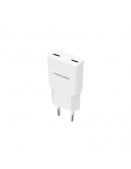 Nanocable Cargador 2xUSB-C PD 25W Blanco