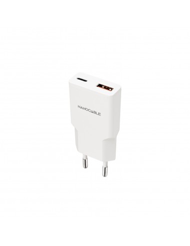 Nanocable Cargador USB-C PD + USB-A QC 30W Blanco