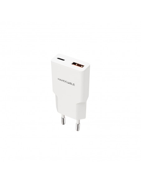 Nanocable Cargador USB-C PD + USB-A QC 30W Blanco