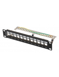 PATCH PANEL LANBERG 12 PUERTOS 1U RACK 10 FTP PARA MODULOS KEYSTONE NEGRO
