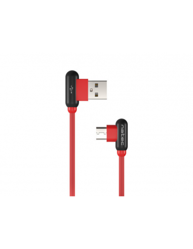 CABLE NATEC USB-C MACHO A USB-A 2.0 MACHO 1M CONECTORES EN ANGULO ROJO EN CAJA
