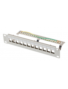 PATCH PANEL LANBERG 12 PUERTOS 1U RACK 10" FTP PARA MODULOS KEYSTONE GRIS