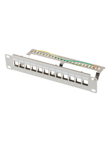 PATCH PANEL LANBERG 12 PUERTOS 1U RACK 10" FTP PARA MODULOS KEYSTONE GRIS