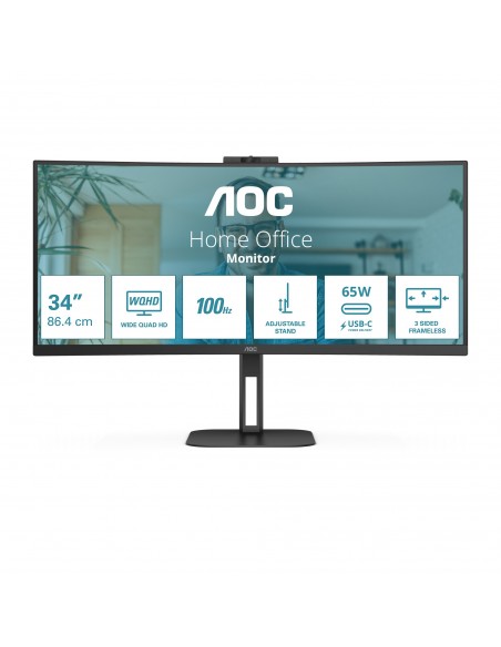 MONITOR 34 AOC CU34V5CBK PROFESIONAL CURVO WQHD 100HZ HDMI DP NEGRO