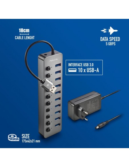 HUB USB NGS 10 PUERTOS USB 3.0 IHUB10