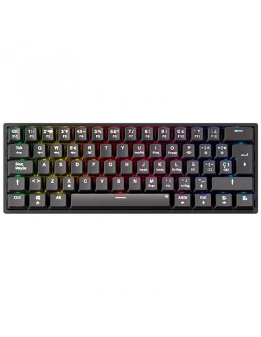 TECLADO GAMING NEWSKILL PYROS V2 60 2.4GHZ 1200MAH CABLE BT RGB ESPANOL NEGRO
