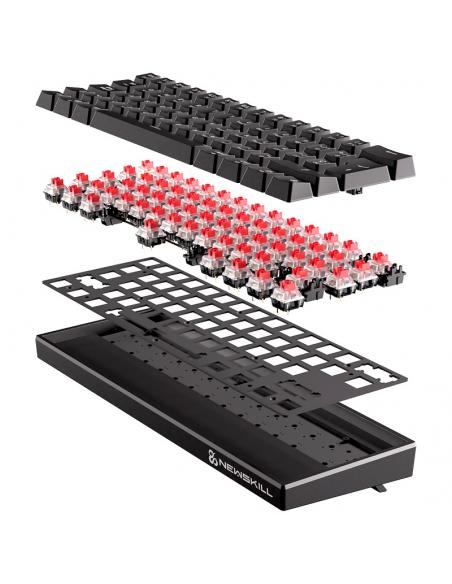 TECLADO GAMING NEWSKILL PYROS V2 60 2.4GHZ 1200MAH CABLE BT RGB ESPANOL NEGRO