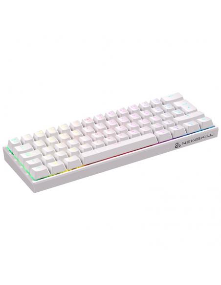 TECLADO GAMING NEWSKILL PYROS V2 IVORY 60 2.4GHZ 1200MAH CABLE BT RGB ESBLANCO