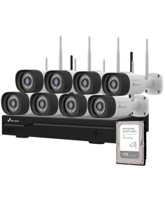 KIT VIDEOVIGILANCIA NIVIAN WIFI / VIDEOGRABADOR 16 CANALES / 8XCAMARA WIFI + ETHERNET / 2.4Ghz / 1 x HDD 1.0 TB / IP66 / HDMI-VG