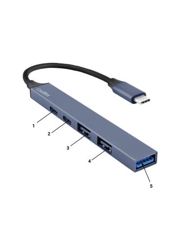 HUB COOLBOX MINIDOCK5 ALUMINIO USB-C /2XUSB-A 2.0 / USB-C / USB-C PD 100W / USB-A 3.2 / COO-HUB5-C