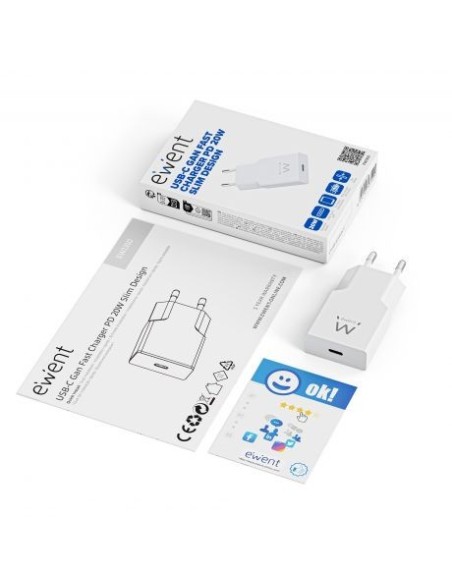 EWENT EW1310 Cargador rápido USB-C 20W Tec.Ganfast