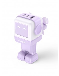 UGREEN CARGADOR PARED USB-A + 2xUSB-C 65W GAN FAST LILA