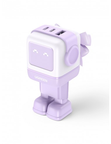 UGREEN CARGADOR PARED USB-A + 2xUSB-C 65W GAN FAST LILA