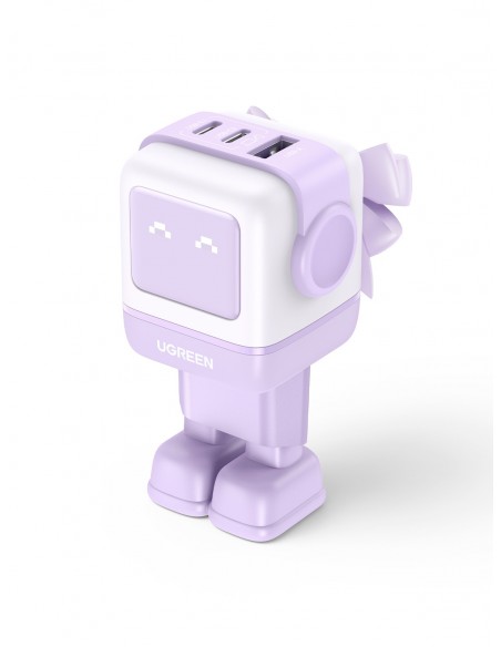 UGREEN CARGADOR PARED USB-A + 2xUSB-C 65W GAN FAST LILA