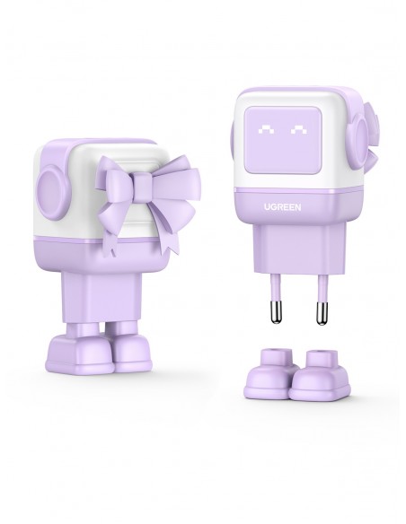 UGREEN CARGADOR PARED USB-A + 2xUSB-C 65W GAN FAST LILA