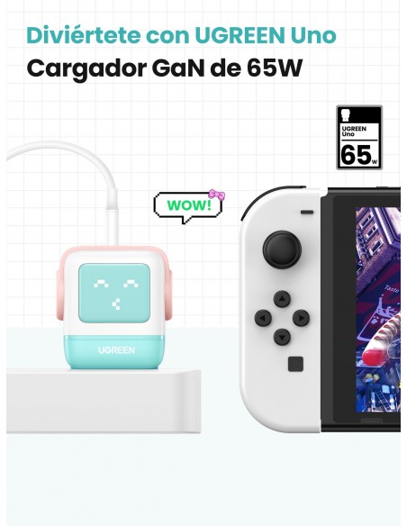 UGREEN CARGADOR PARED USB-A + 2xUSB-C 65W GAN FAST MENTA