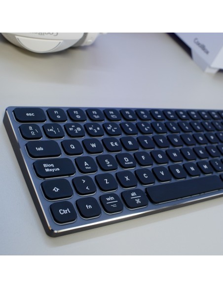 TECLADO COOLBOX INALAMBRICO ILUMINADO B431 RECARGABLE BT5.1 2.4G ALUMINIO NEGRO