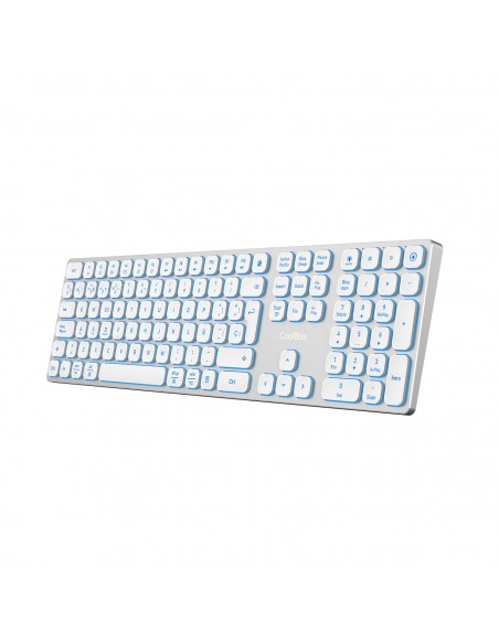 TECLADO COOLBOX INALAMBRICO ILUMINADO B431 RECARGABLE BT5.1 2.4G ALUMINIO BLANCO
