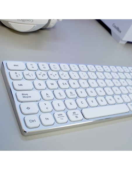 TECLADO COOLBOX INALAMBRICO ILUMINADO B431 RECARGABLE BT5.1 2.4G ALUMINIO BLANCO