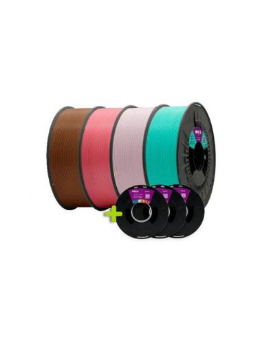 WINKLE FILAMENTO PACK MASTER TONOS PASTEL4 bobinas DE 1KG (azul turquesa, lila suave, rosa chicle y marrón acacia)3 BOBINAS DE T