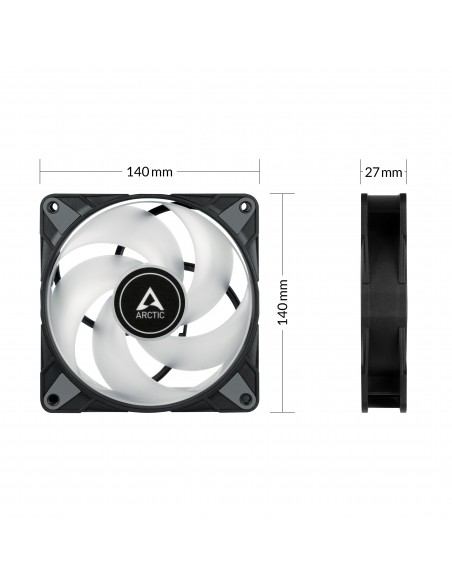 ARCTIC VENTILADOR P14 PWM PST A-RGB 14CM NEGRO