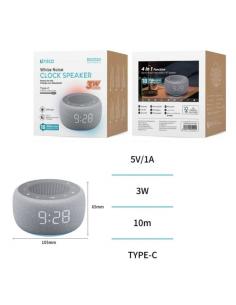 UNICO ALTAVOZ BS2024 BLUETOOTH 5.3 3W RELOJ ALARMA RGB LED NOISE 1000 MAH TIPO-C BLANCO GRIS