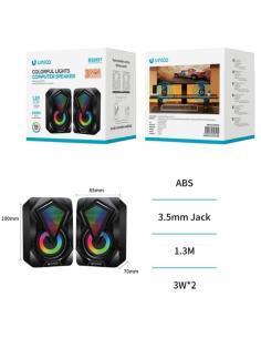 UNICO ALTAVOCES BS2657 PC STEREO 3W X 2 RGB LED USB JACK GAMING NEGRO