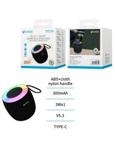 UNICO ALTAVOZ BS2769 BLUETOOTH 5.3 3W RGB LED MICROSD FM TIPO-C 300MAH MINI NEGRO