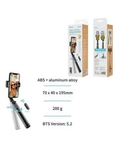 UNICO PALO SELFIE GIMBAL SS2080 TRIPODE Y MANDO BLUETOOTH 5.2 75CM TIPO-C NEGRO