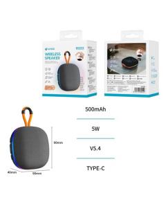 UNICO ALTAVOZ BBS2312 BLUETOOTH 5.4 5W RGB LED MINI PORTABLE 9CM 500MAH TIPO-C NEGRO