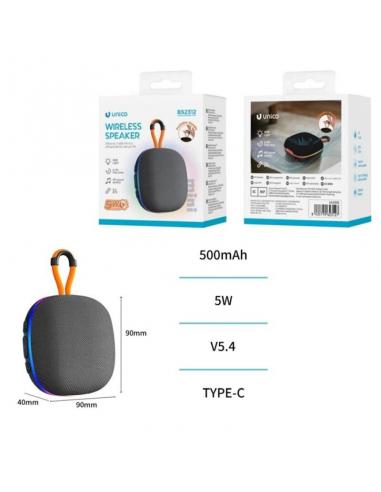UNICO ALTAVOZ BBS2312 BLUETOOTH 5.4 5W RGB LED MINI PORTABLE 9CM 500MAH TIPO-C NEGRO