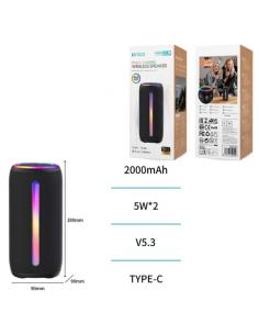 UNICO ALTAVOZ BS2802 BLUETOOTH 5.3 10W RGB LED MICROSD JACK TIPO-C 2000MAH NEGRO