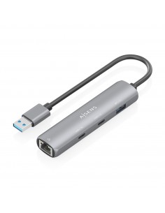 DOCK AISENS USB-A 3.0 A ETHERNET GIGABIT HUB 2USBC 1USBA GRIS 15CM ASUC-4P036-GR