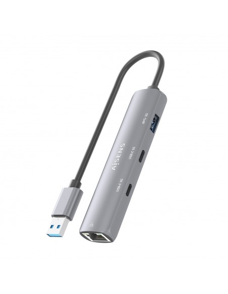 DOCK AISENS USB-A 3.0 A ETHERNET GIGABIT HUB 2USBC 1USBA GRIS 15CM ASUC-4P036-GR