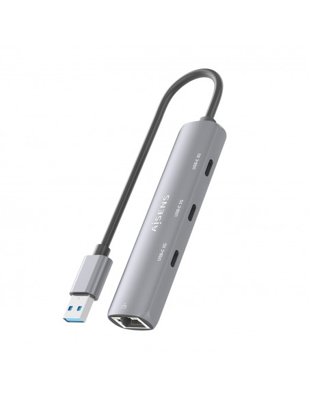 DOCK AISENS USB-A 3.0 A ETHERNET GIGABIT HUB 3 USB-C GRIS 15CM ASUC-4P037-GR