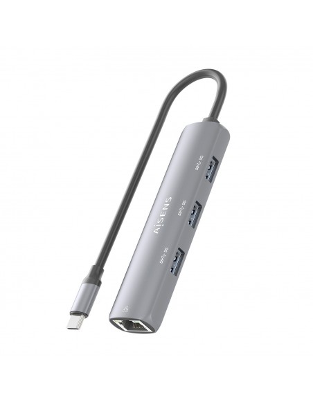 DOCK AISENS USB-C A ETHERNET GIGABIT HUB 3 USB-A GRIS 15CM ASUC-4P038-GR