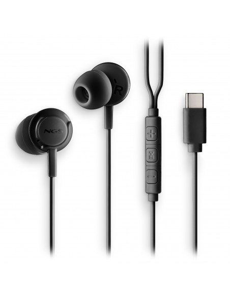 AURICULAR NGS CROSSSTEP INTRAUDITIVOS MICROFONO MULTIFUNCION BLACK USB-C