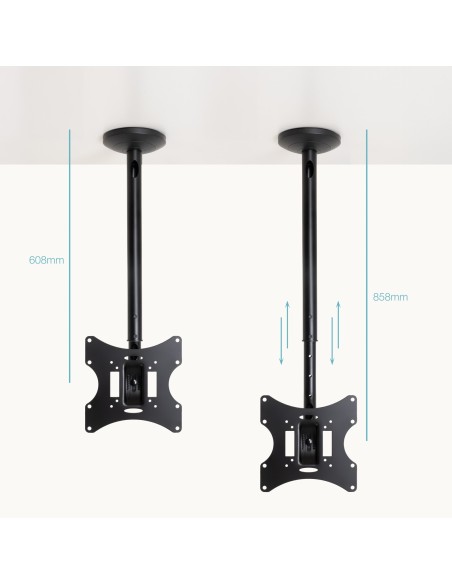 SOPORTE TECHO MONITORTV 23-42 GIRATORIO INCLINA EXTEN NEGRO TOOQ LPCE2301TSLI-B