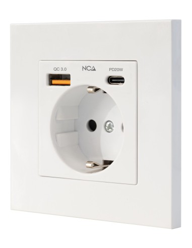 Nanocable Base Pared toma SCHUKO 2USB-C PD20W