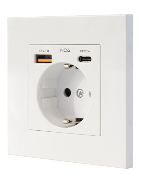 Nanocable Base Pared toma SCHUKO 2USB-C PD20W