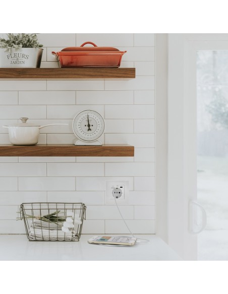 Nanocable Base Pared toma SCHUKO 2USB-C PD20W