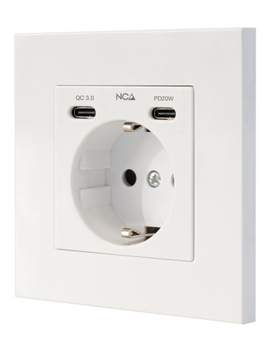 Nanocable Base Pared toma SCHUKO 2USB Max .2.4A