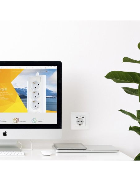 Nanocable Base Pared toma SCHUKO 2USB Max .2.4A