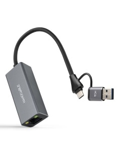 Nanocable Conversor USB-C+USB-A M 3.0 RJ45 15cm