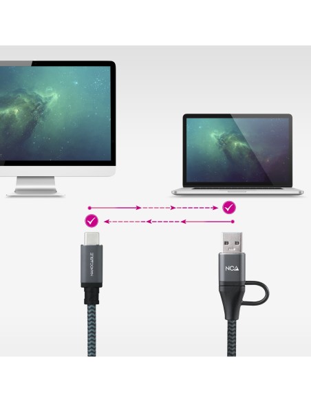 Nanocable Cable USB3.2 100W USB-C+A USB-C 3 M