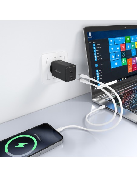 CARGADOR AISENS GAN 65W 2XUSB-C PD3.0 QC4.0 NEGRO