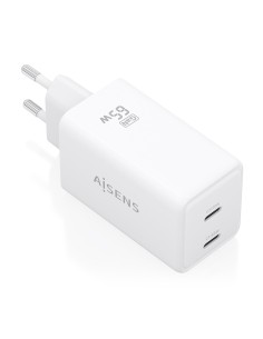 CARGADOR AISENS GAN 65W 2XUSB-C PD3.0 QC4.0 BLANCO