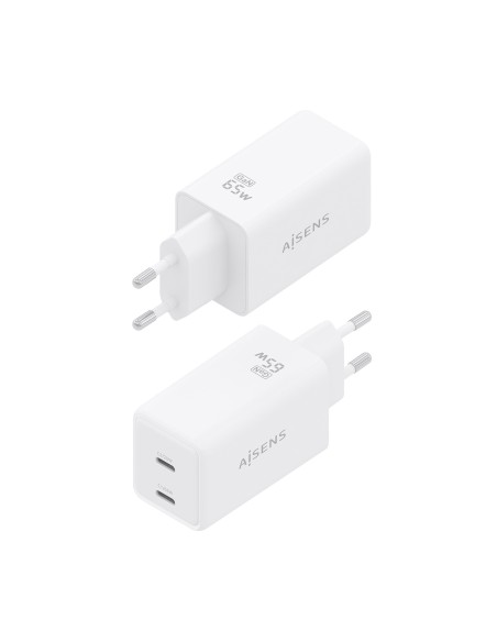 CARGADOR AISENS GAN 65W 2XUSB-C PD3.0 QC4.0 BLANCO